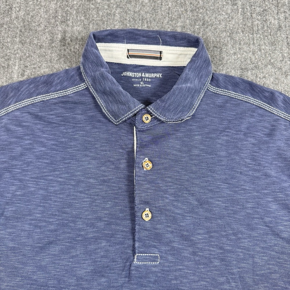Johnston & Murphy Men's XL Gray Polo Shirt Modal Blend Contrast Stitch